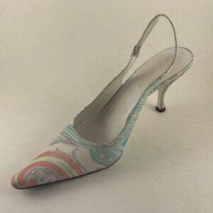 Dolce & Gabbana Vero Cuoio Paisley Leather slingback heels